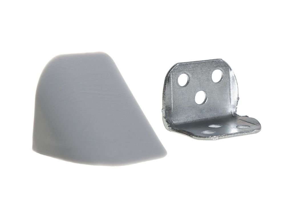 Кутник меблевий подвійний металевий з пластмасовою заглушкою Z-02 сірий