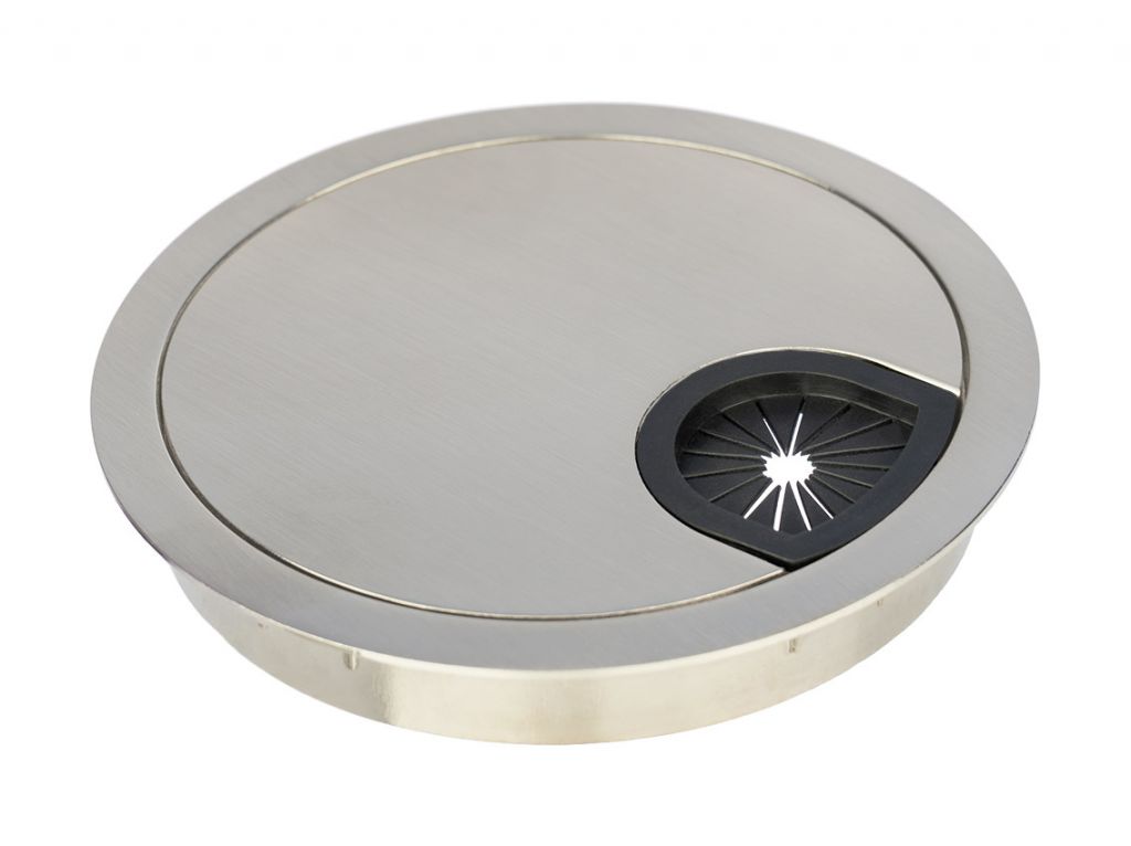 Пропуск для кабеля врезной GIFF Luna d=80 мм никель браш