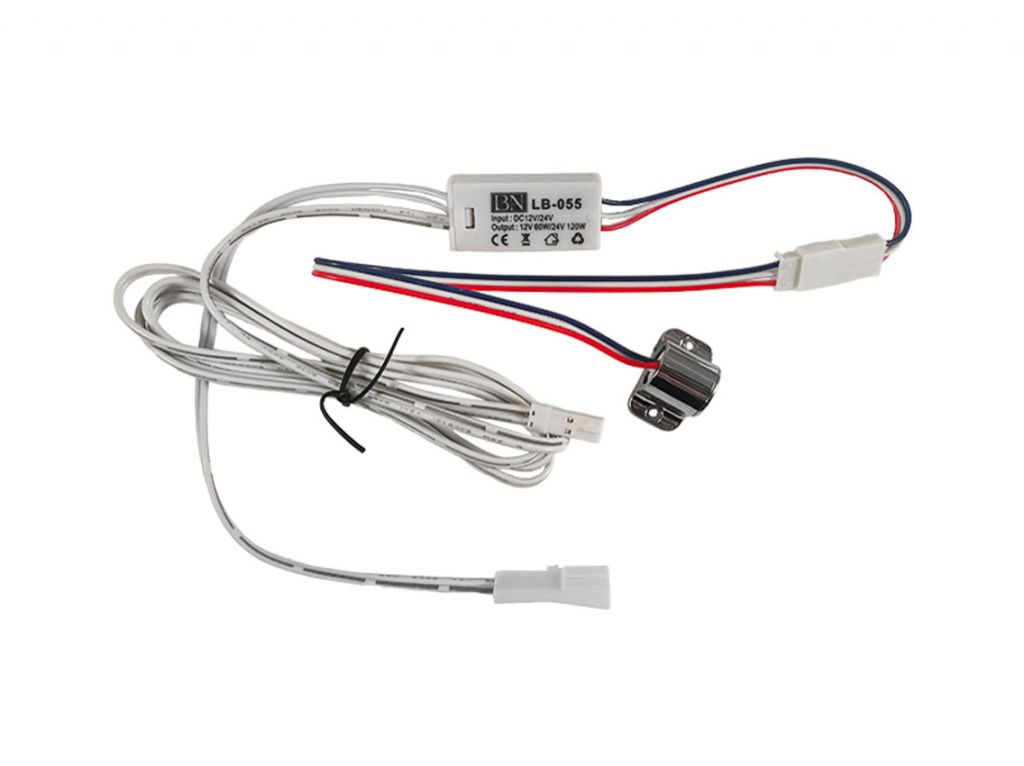 Выключатель кнопка диммируемый IR оптический LB-055 с индикатором 12-24V 65W хром