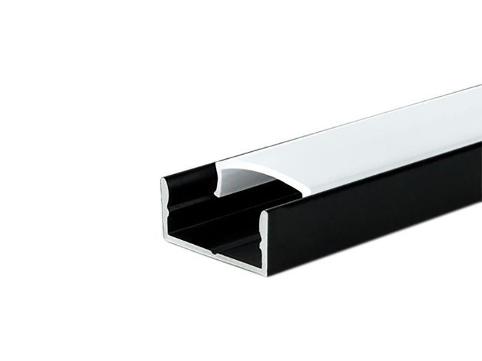 Профіль алюмінієвий накладний для LED стрічки LP-7В L=2000 чорний (розсіювач білий матовий LM-U)