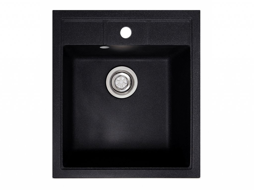 Мийка штучний камінь Solid БРИЗ 460х515 чорний граніт (з отвором під змішувач)