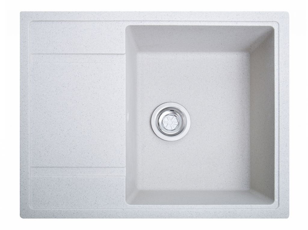 Мийка штучний камінь Solid ОПТІМА 650х510 білий пісок (без отвору під змішувач)
