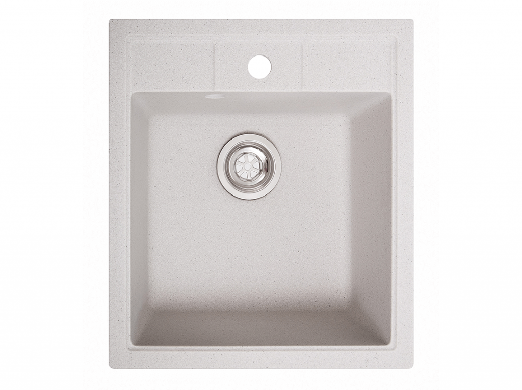 Мийка штучний камінь Solid БРИЗ 460х515 білий пісок (з отвором під змішувач)