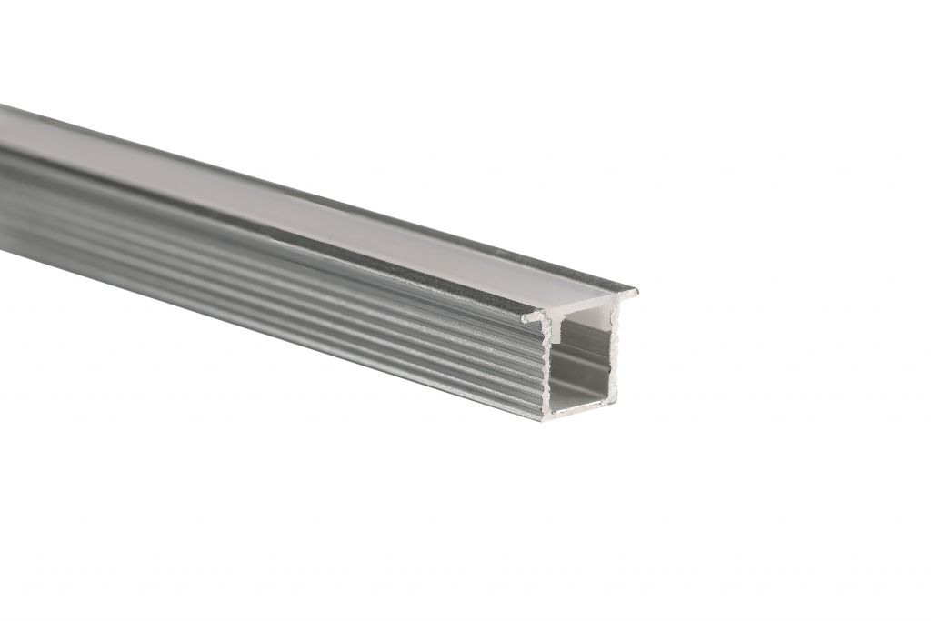 Профиль алюминиевый MINI врезной для LED ленты Х03 L=2000 алюминий (рассеиватель белый матовый)