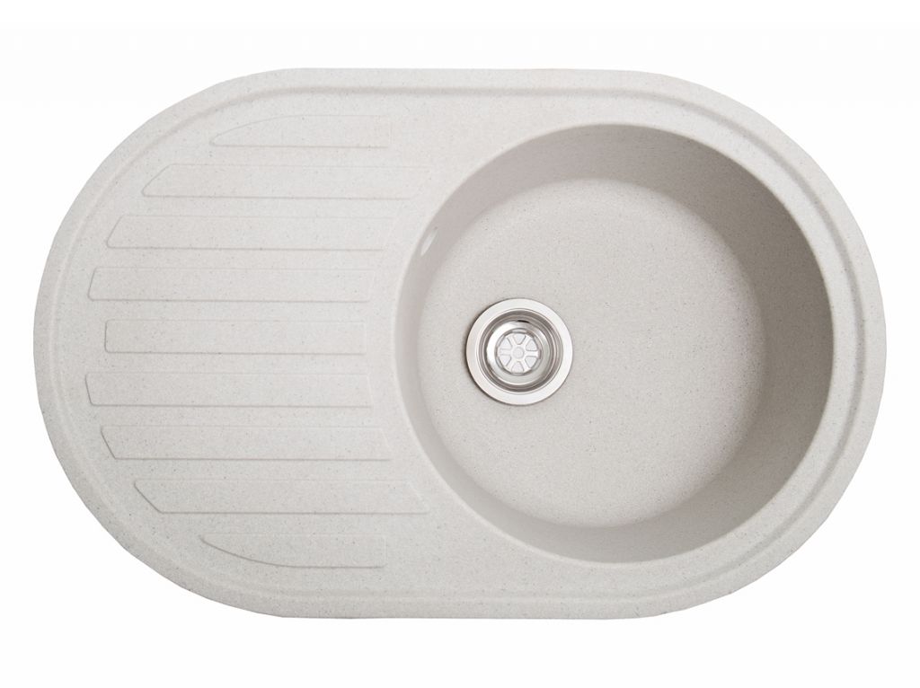 Мойка искусственный камень Solid ЭЛЕГАНТ 770х500 белый песок (без отверстия под смеситель)