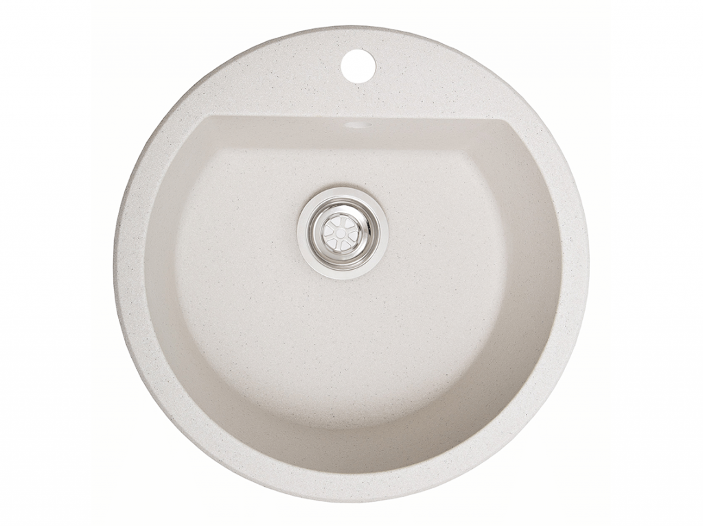 Мойка искусственный камень Solid РАУНД D510 белый песок (с отверстием под смеситель)