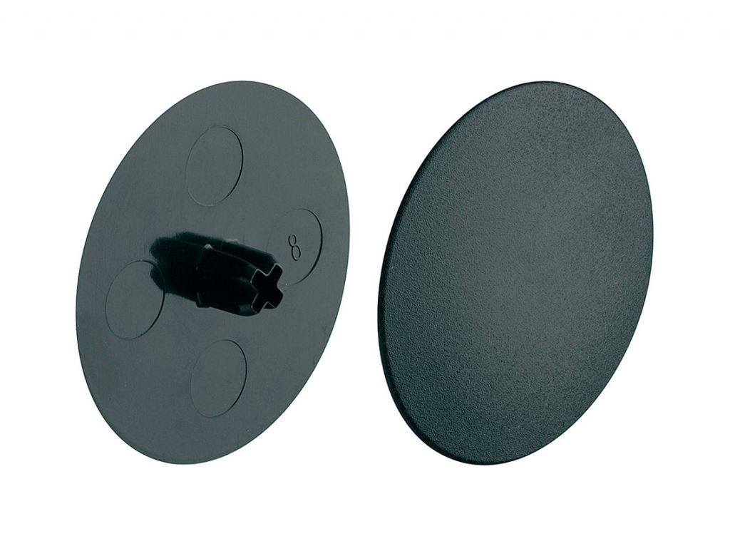 Заглушка стяжки MAXIFIX HAFELE D39 пластик чорний (262.87.390)
