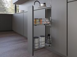 Карго фасад 150 бокове ліве кріплення з відштовхувачем INOXA Unica 10L12/15 хром (2 полиці), напрямні Salice