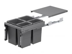 Система утилізації сміття фасад 450 з дотягувачем Inoxa Qubika 97LX/45-2AR ардезія (2 відра 8 л, 2 відра 12 л)