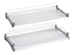 Посудосушитель Т4 фасад 600 GIFF нержавеющая сталь (2 полки, 2 поддона и 4 крепления) с алюминиевой рамкой