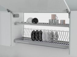 Посудосушитель фасад 600 с алюминиевой рамкой Inoxa Ellite 716 хром (2 полки, поддон нержавеющая сталь)