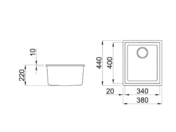 Мийка штучний камінь Elleci 380x440 Quadra 100 під стільницю Titanium M73