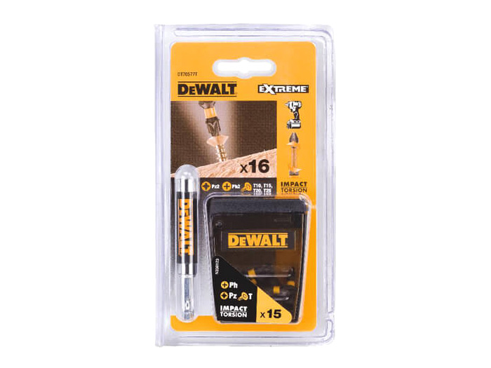 Набор бит DeWALT EXTREME FlexTorq IMPACT с телескопическими битодержателями и битами, 16 ед. (DT70577Т)