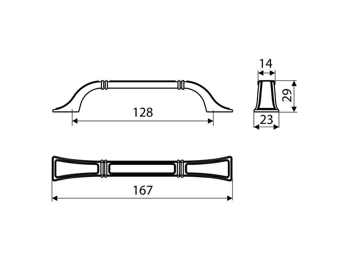 Ручка скоба Gamet UR38-0128-G0035 антична бронза