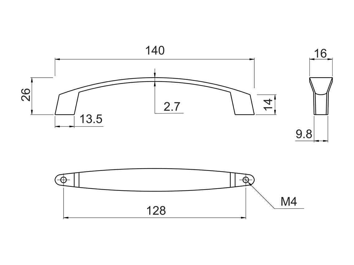 Ручка скоба GIFF UN1706/128 сатин