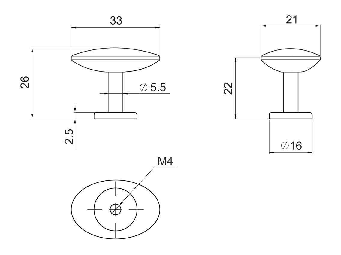 Ручка кнопка GIFF GP0904 хром