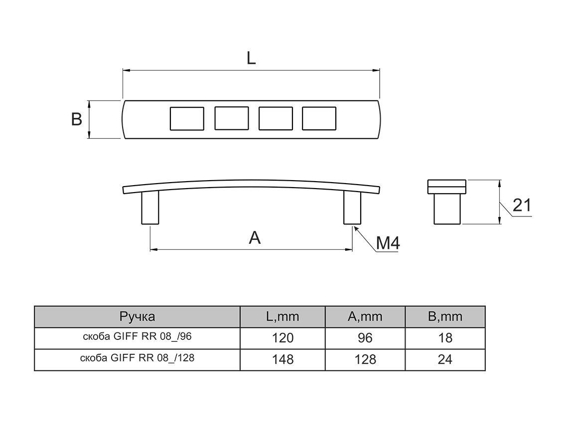 Ручка скоба GIFF RR 0806/96 сатин