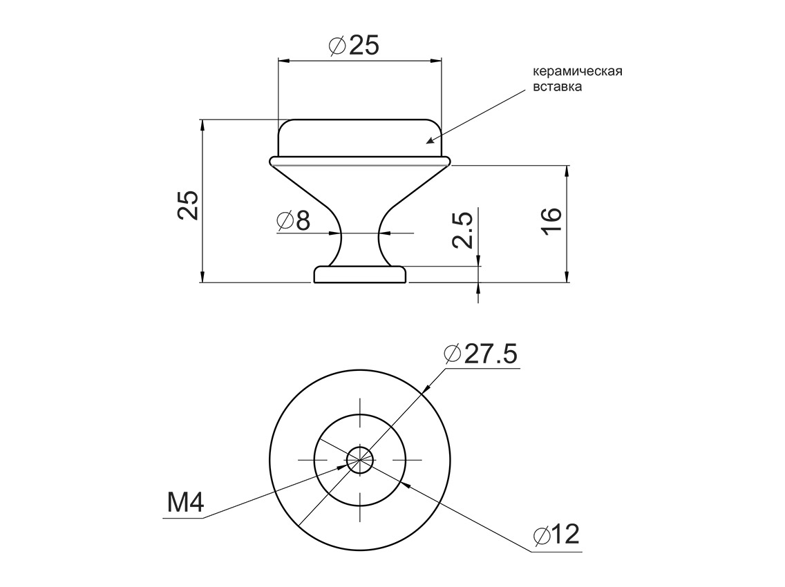Ручка кнопка GIFF GP192 античная бронза/фарфор