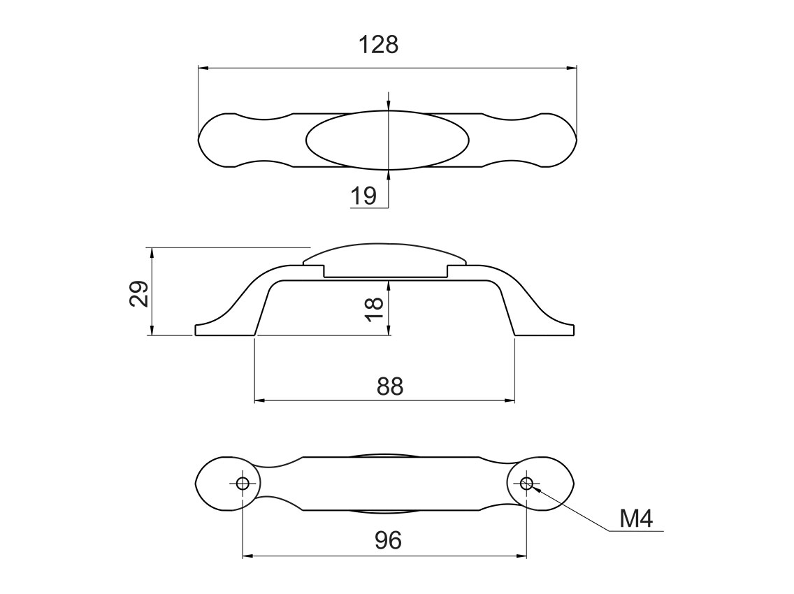 Ручка скоба GIFF UP193/96 антична бронза/порцеляна