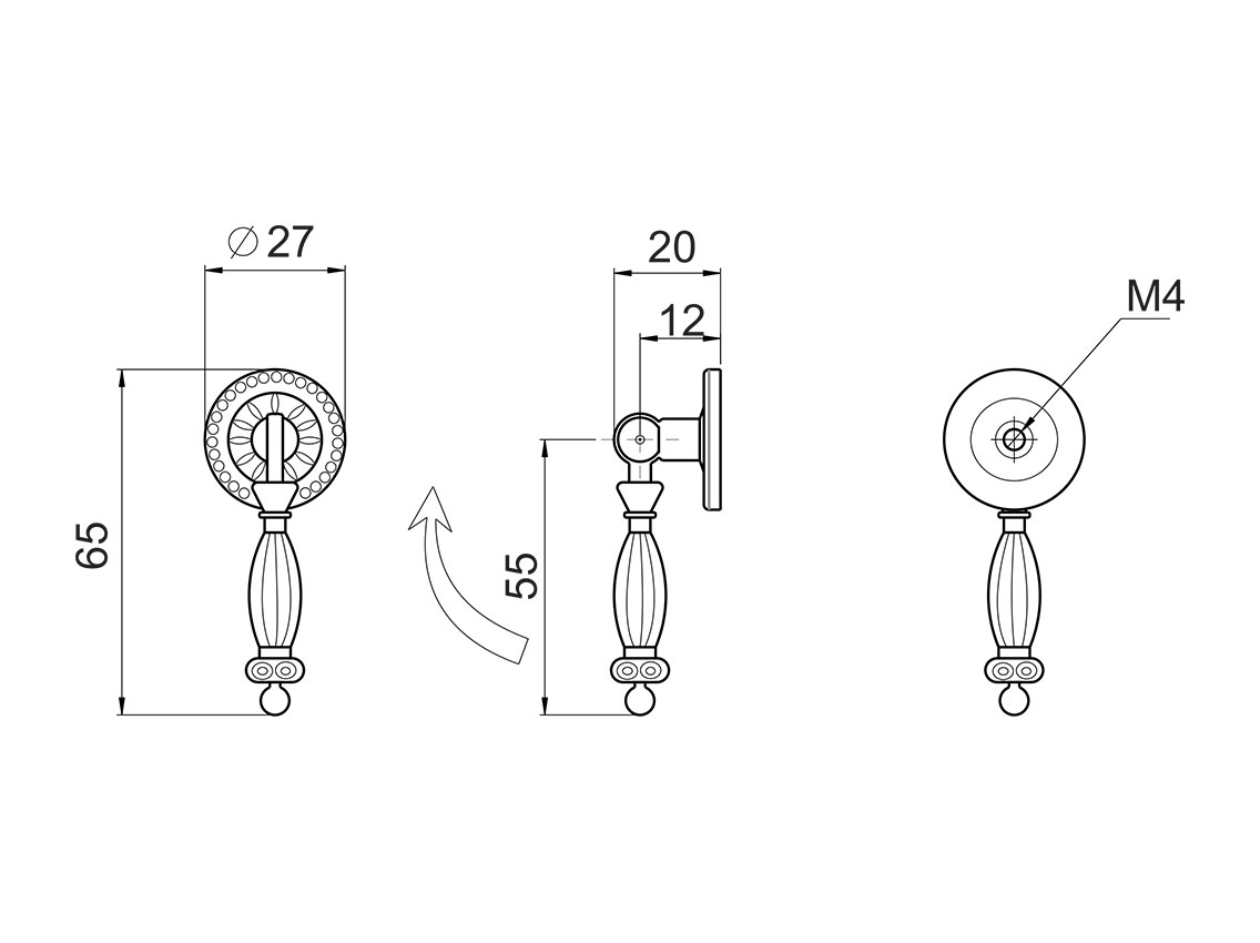 Ручка капля GIFF 14/002 античная бронза