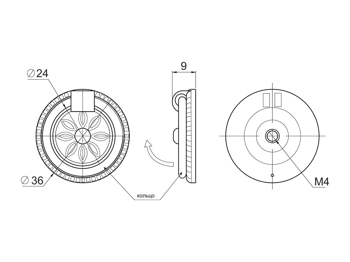 Ручка капля GIFF 14/065 античная бронза