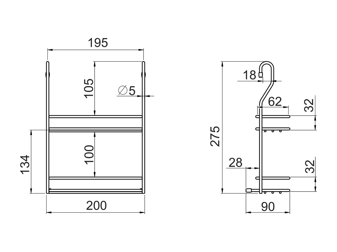 Полка к рейлингу d=16 для специй двойная GIFF хром