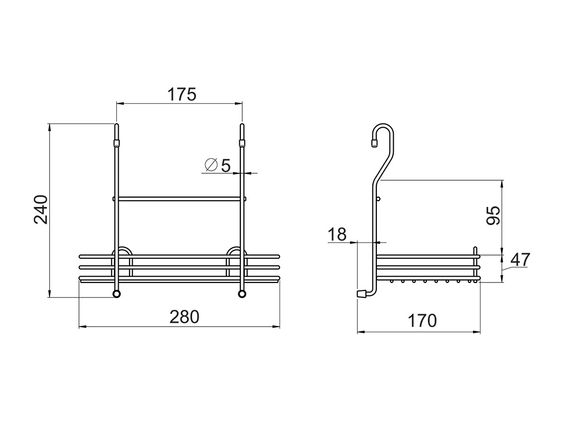 Полиця до рейлінга d=16 для склянок мала GIFF хром