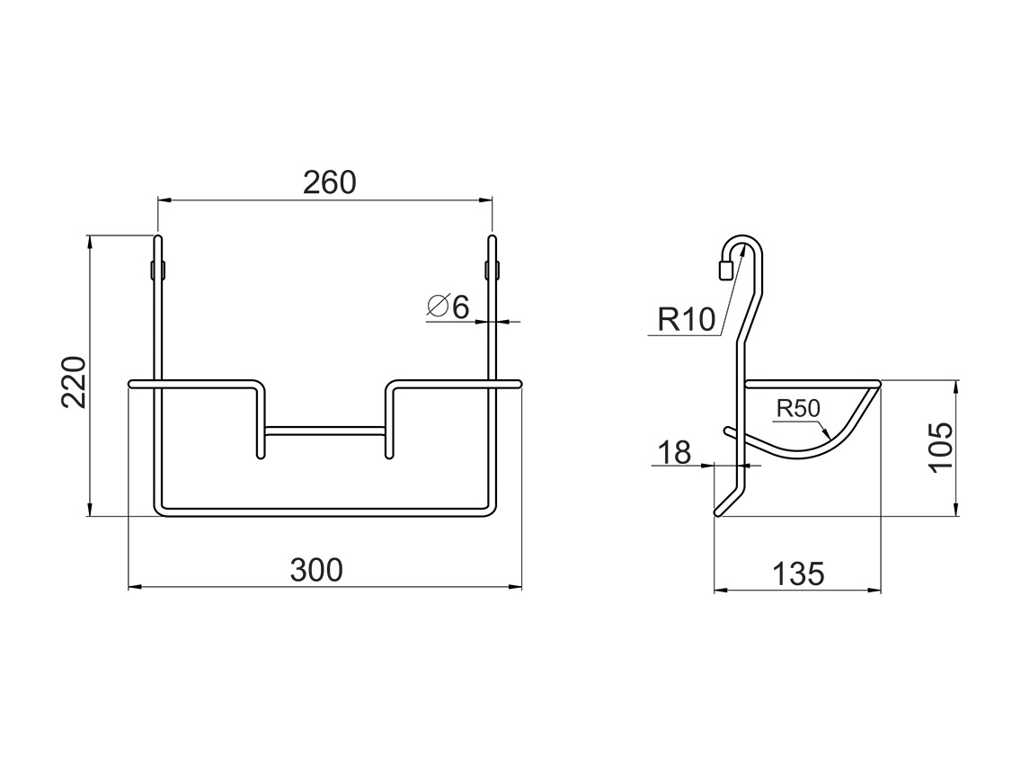 Полиця до рейлінга d=16 для паперу одинарна GIFF хром