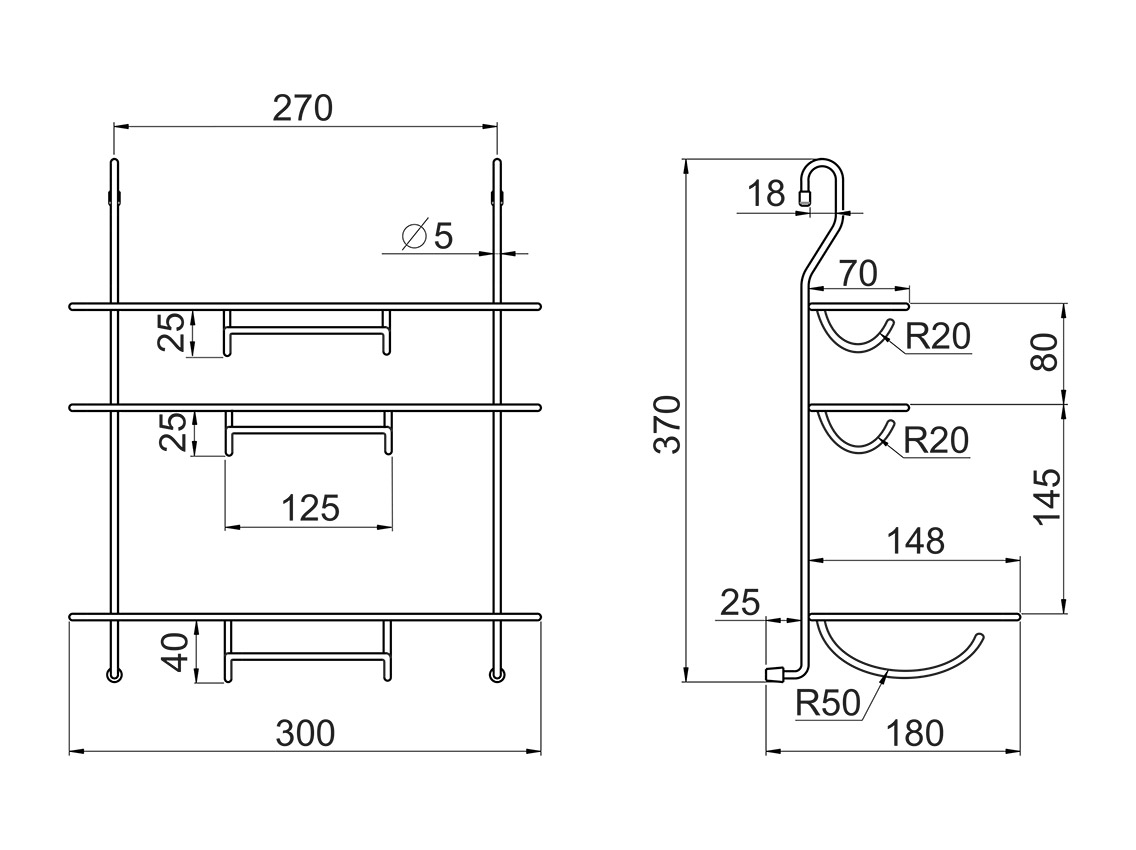Полка к рейлингу d=16 для бумаги и фольги GIFF хром