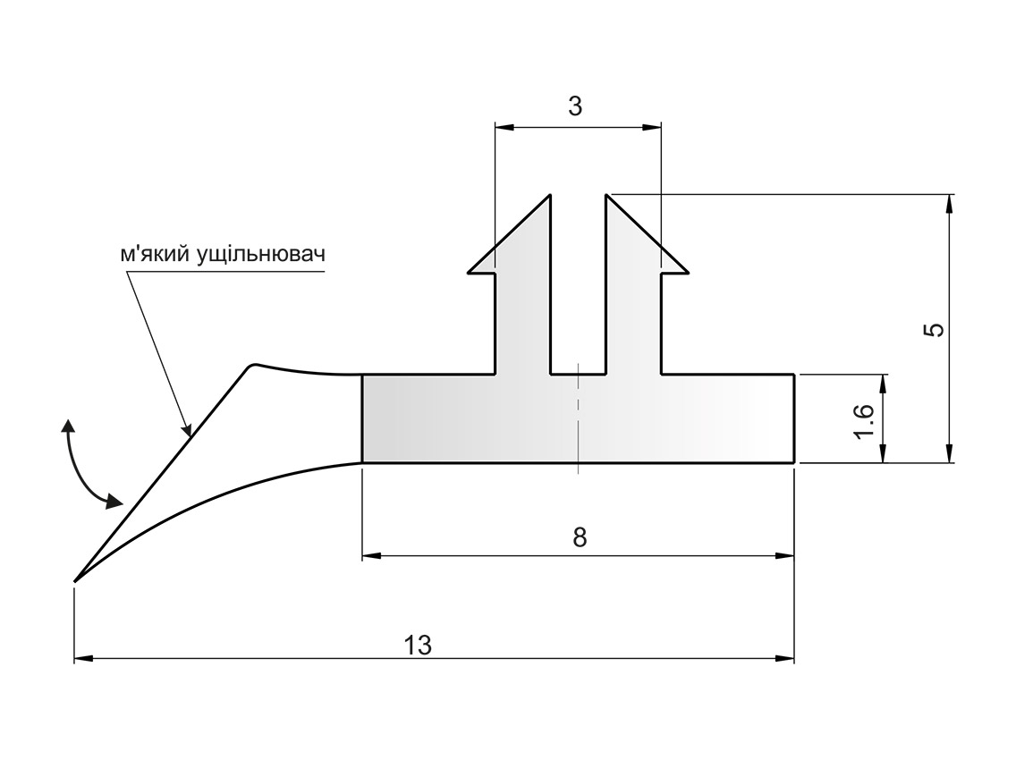 Уплотнитель к цоколю GIFF L=4000 прозрачный