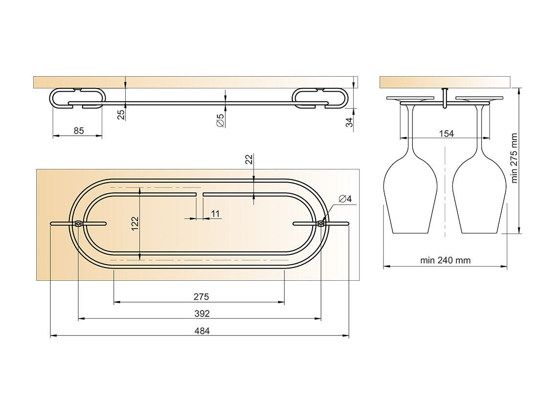 Полка барная овал Lemax хром