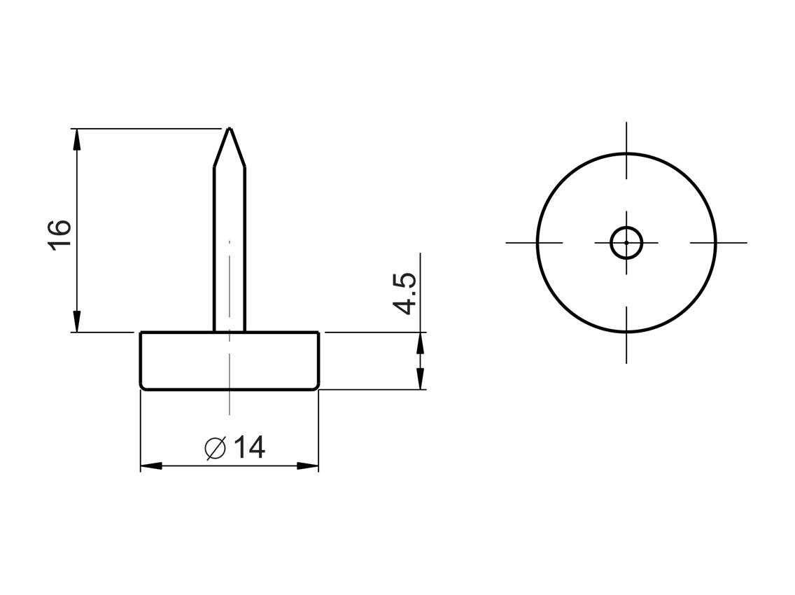 Опора меблева з цвяхом GIFF чорний