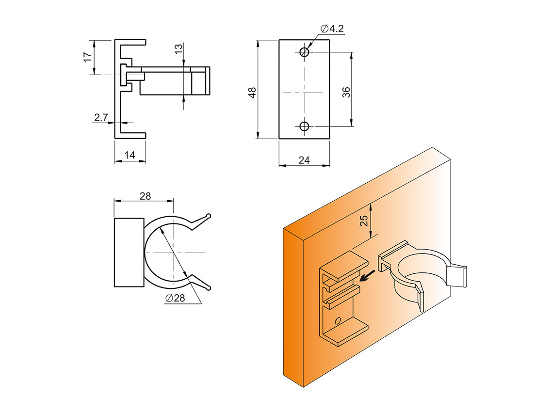 Кліпса до опори кухонного столу GIFF чорний
