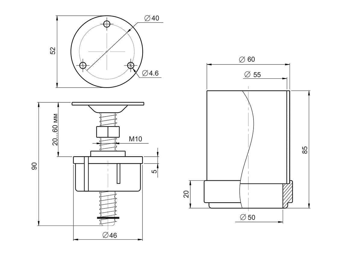 Опора трубы d=50 верхняя регулируемая GIFF хром