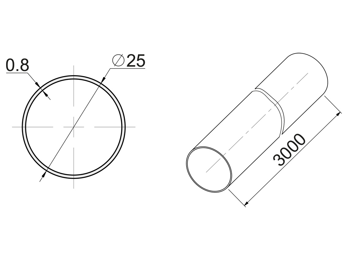 Труба d=25 GIFF L=3000 t=0,8 хром