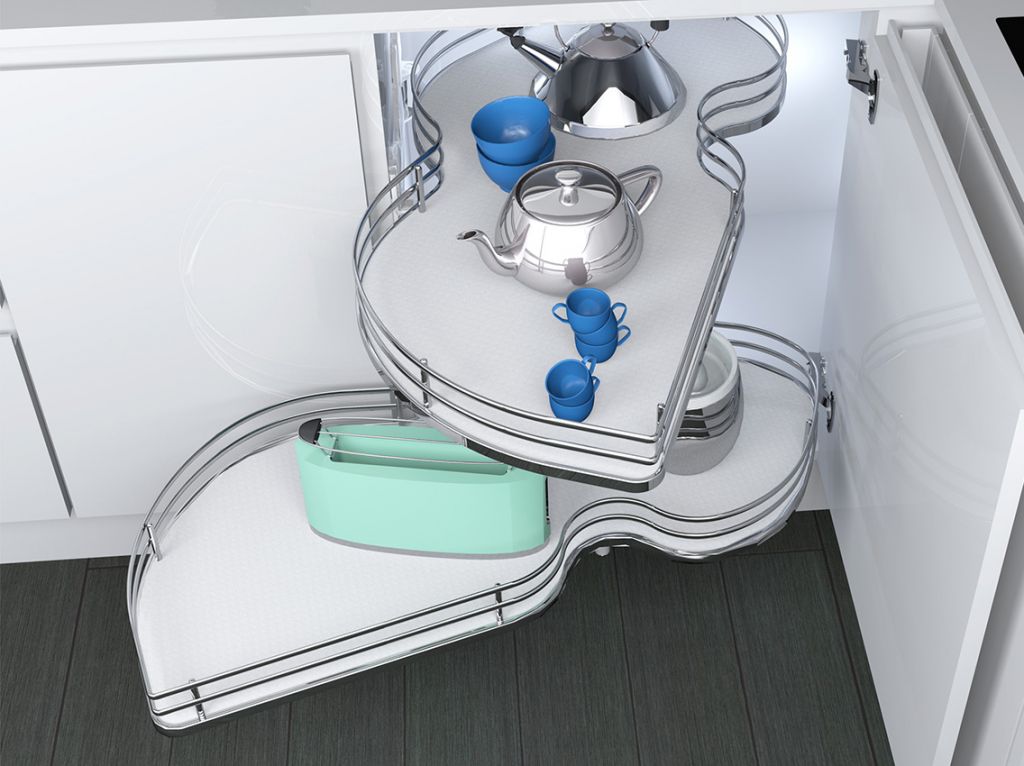 Механізм Combi`S в кутовий модуль 900 Inoxa Ellite 846BEY/SX лівий хром/білий (2 полиці)