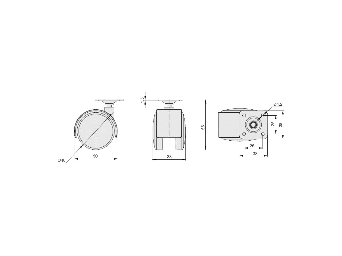 Ролик с площадкой ALVA Mobili d=40 черный