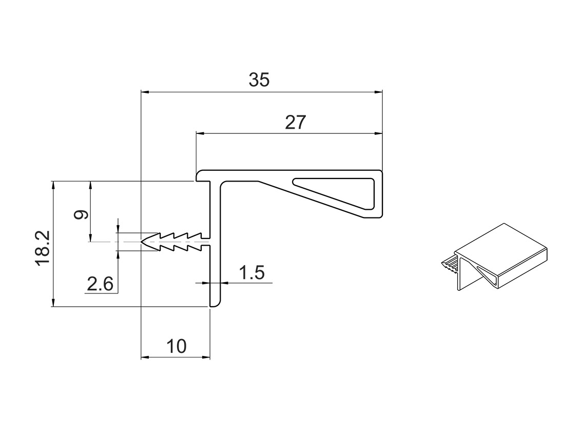 Профиль Gola L-образный в верхний модуль Volpato для ДСП 18 мм L=4200 белый (80/G29)