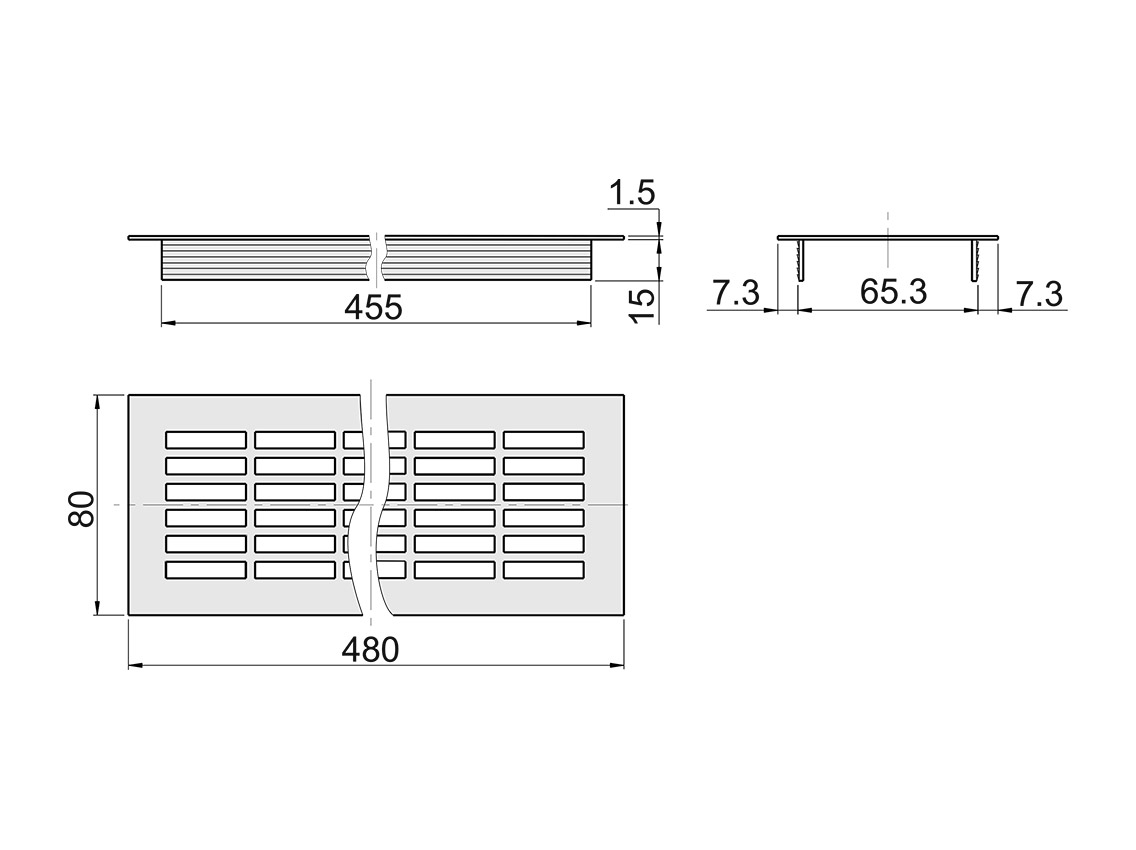 Заглушка вентиляційна GIFF L=480 H=80 алюміній