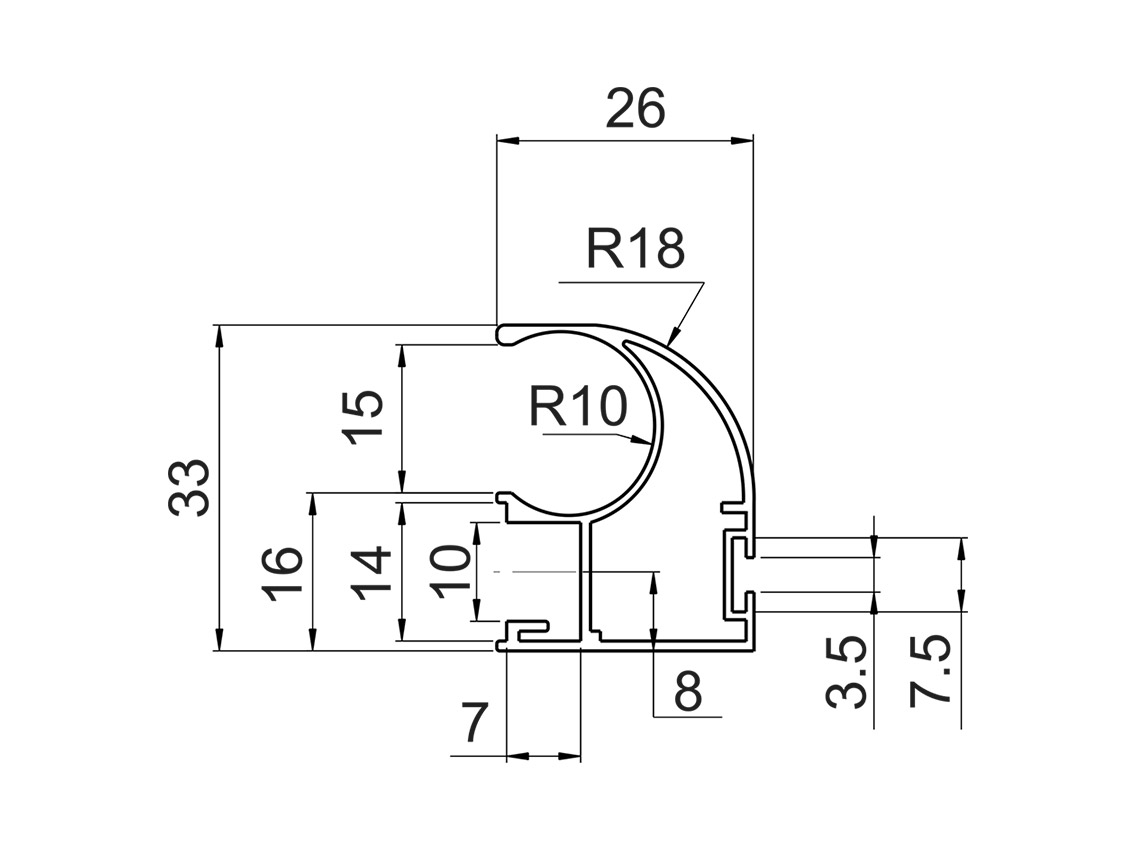 Вертикальний відкритий профіль з пазом під щітку Slider Expert L=5200 золото вельвет