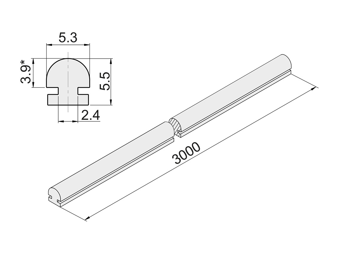Уплотнитель к штанге Slider A 29-29 L=3000 прозрачный