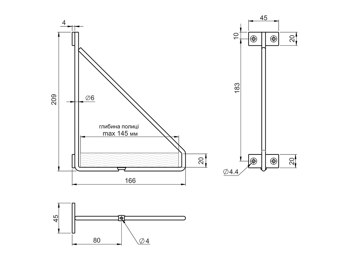 Консоль декоративная Loft GIFF BREV L=209х166 черный