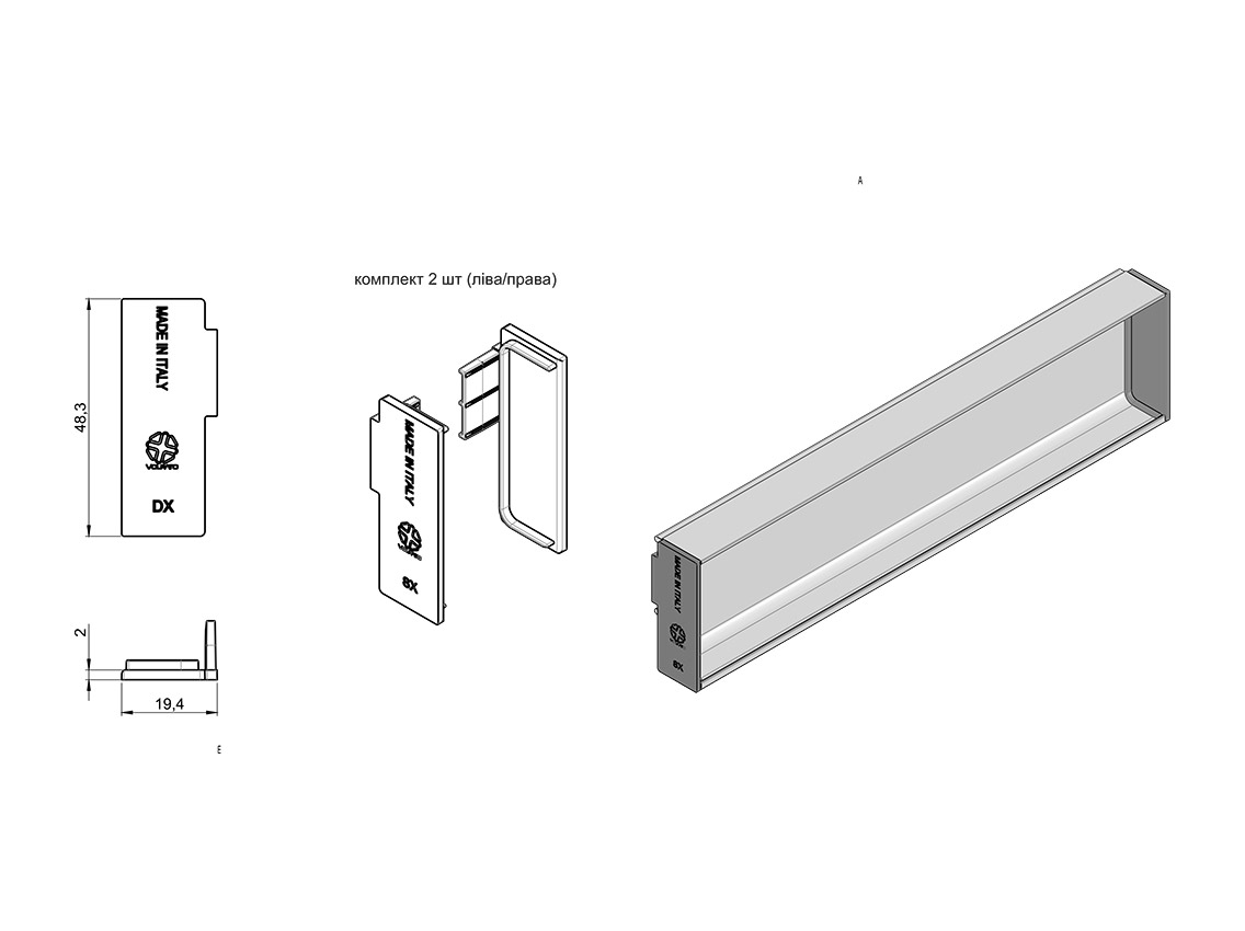 Заглушка закрытая к L-образному профилю Gola Volpato Clap`n`FIT черный матовый (пара)