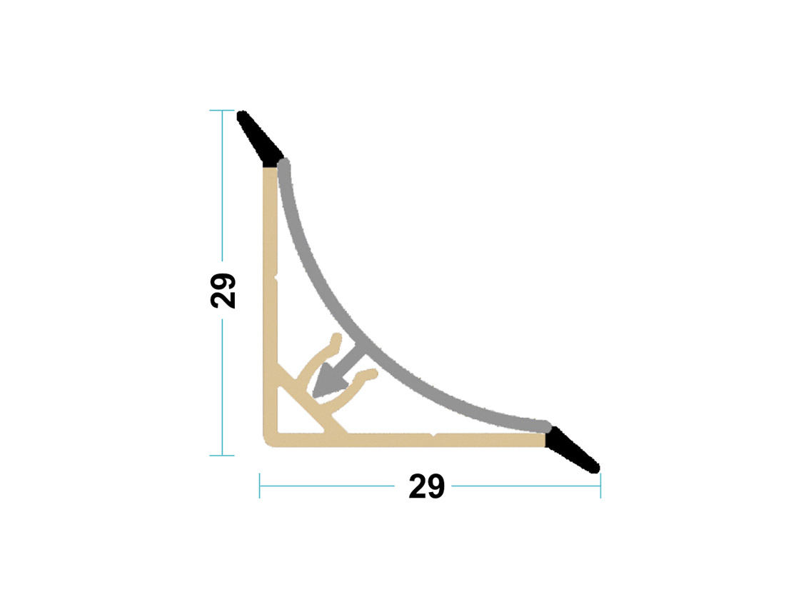 Плінтус кухонний Linken System трикутний алюміній гладкий (увігнутий) H=30 L=4000 мм