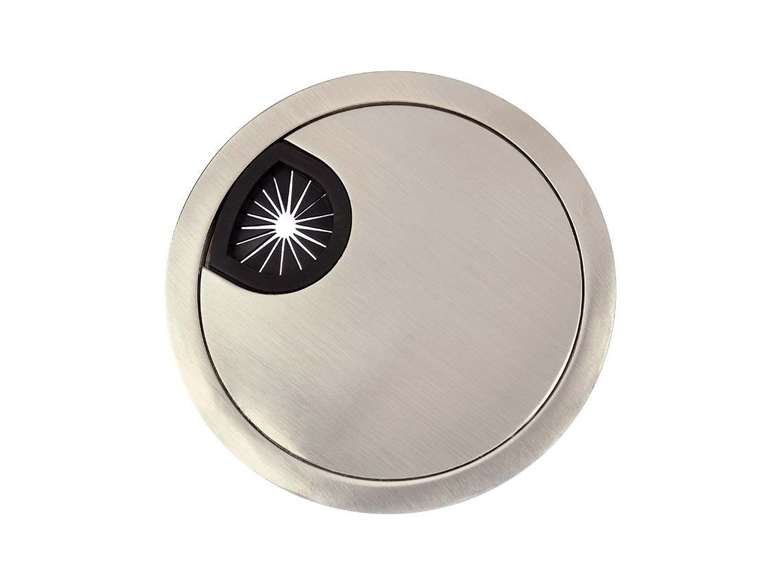 Пропуск для кабеля врезной GIFF Luna d=80 мм никель браш