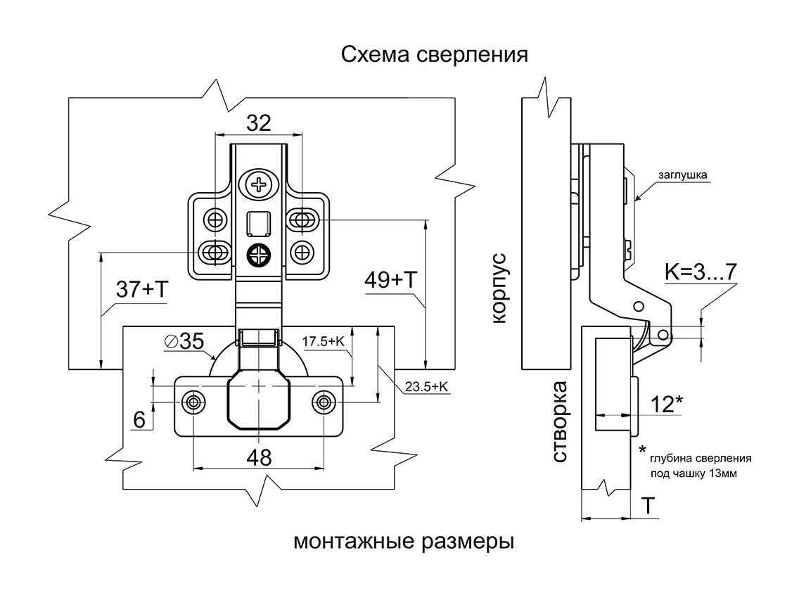 Петля вкладна Clip-on GIFF PRIME d=35 H=0 нікель