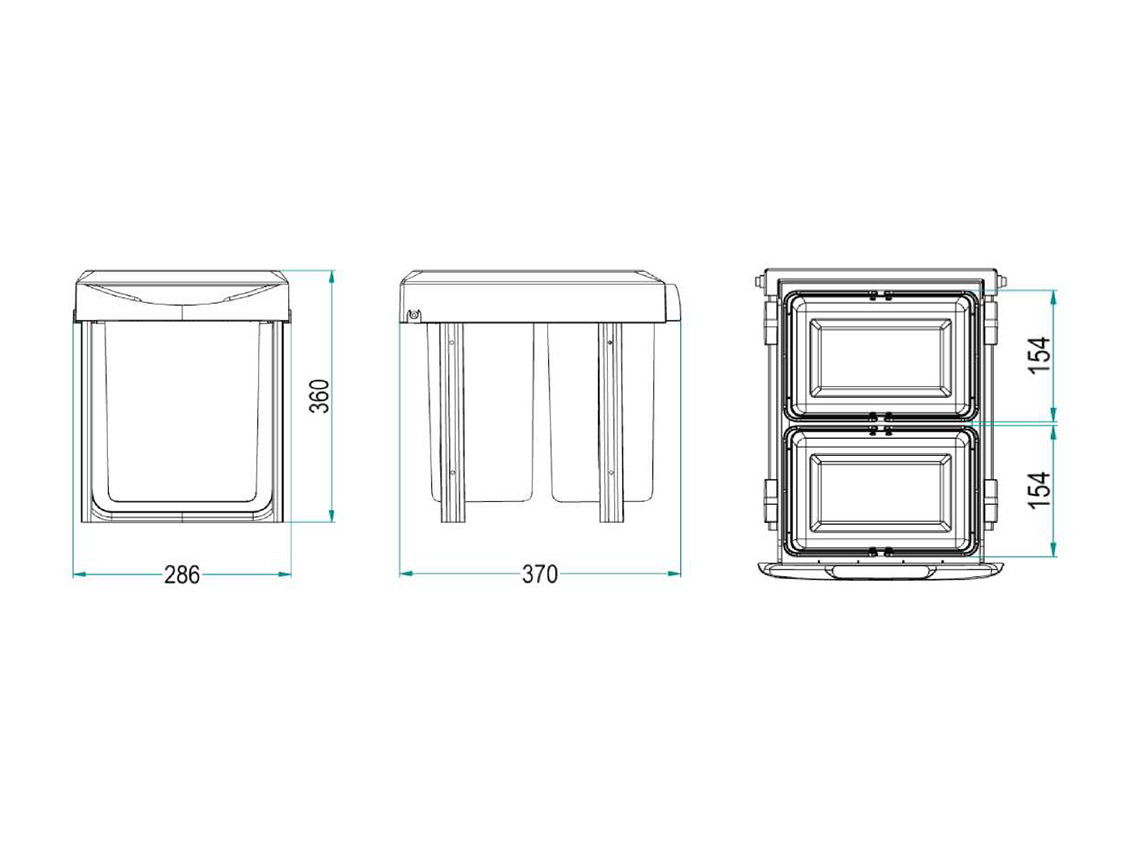Відро 16 л висувне для сміття INOXA ардезія