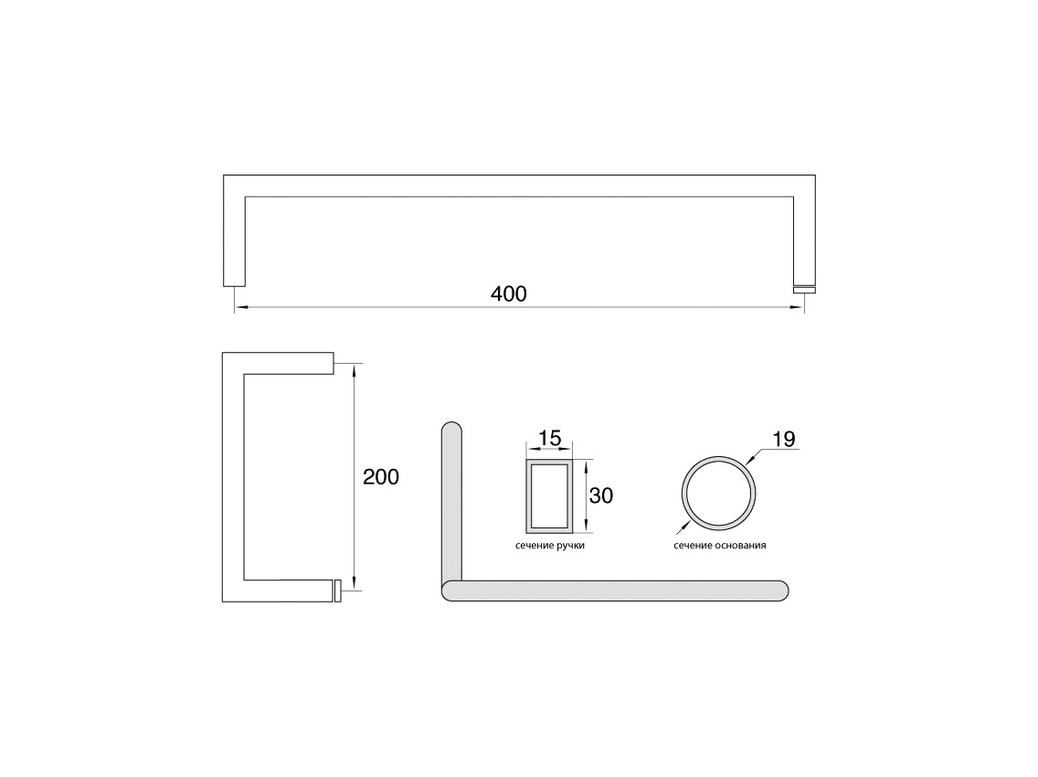 Ручка-тримач для рушника 400x200x30x15 GIFF золото