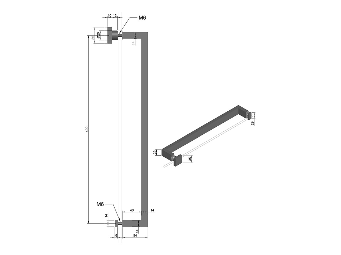 Ручка-тримач для рушника 400x30x15 GIFF полірований хром