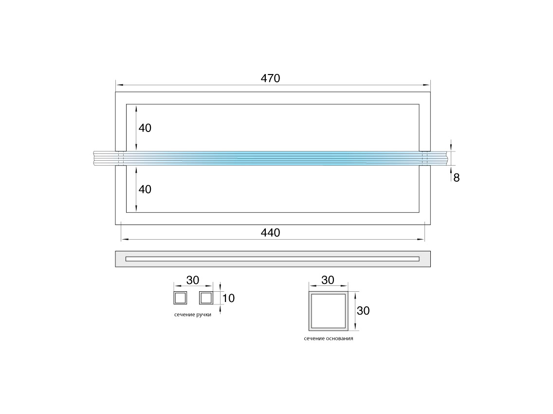 Ручка-тримач для рушникач GIFF 440х30х10 полірований хром